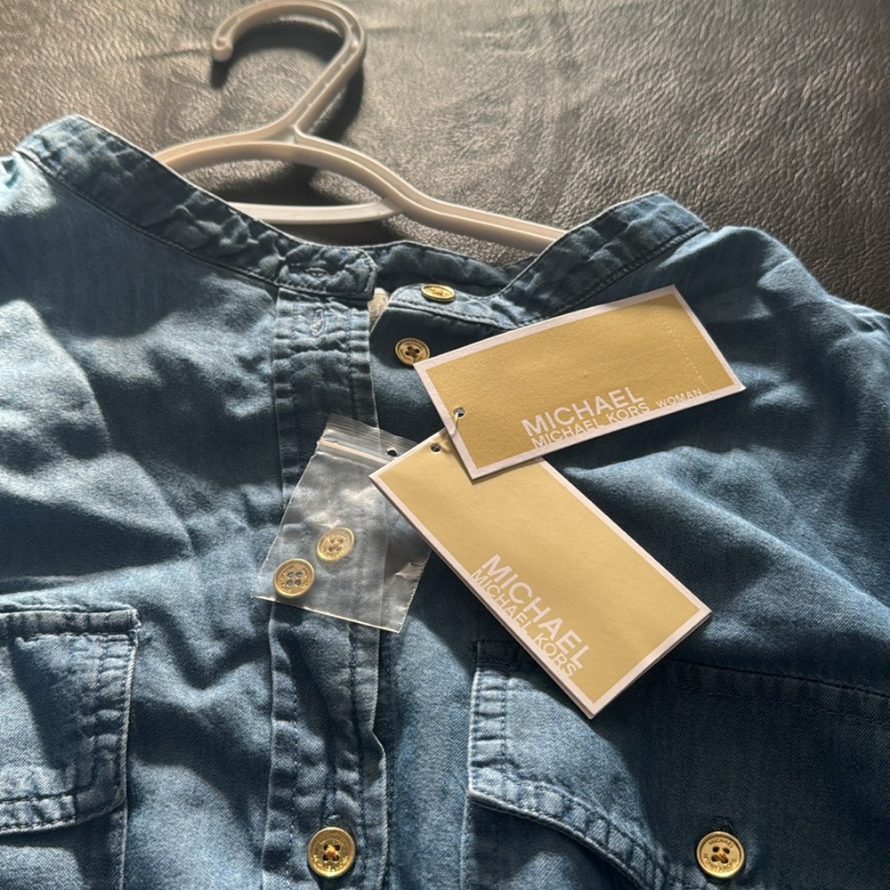 NWT Michael Michael Kors Size 2X Blue Jean Dress - Picture 4 of 8